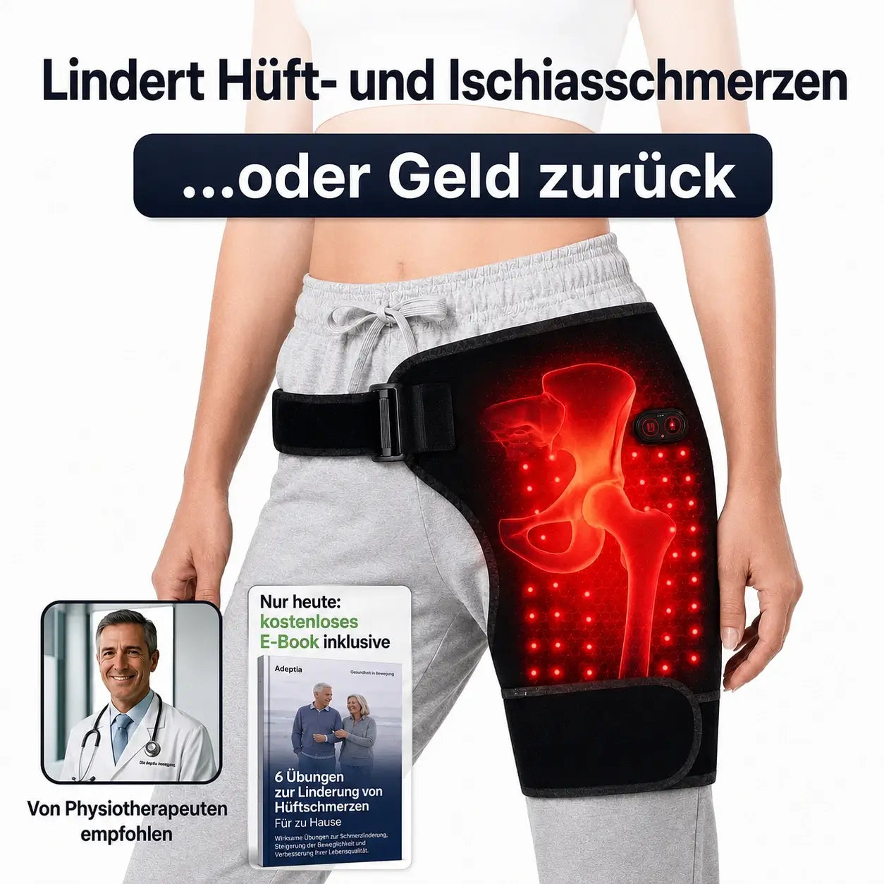 4-in-1 Wärmegürtel mit Rotlicht & Vibration