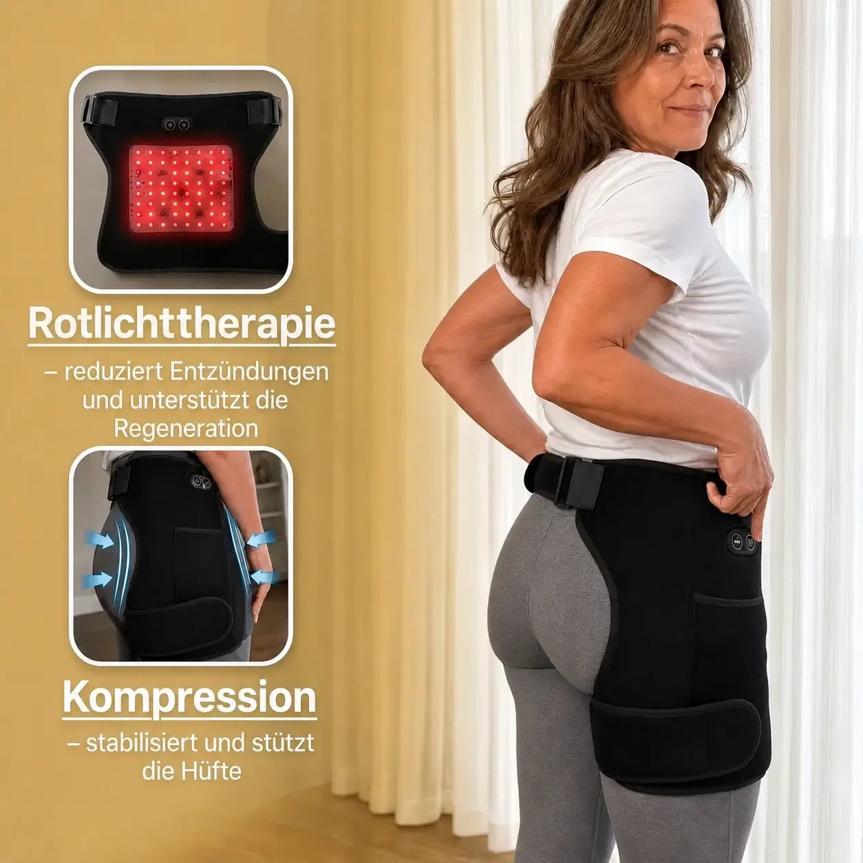 4-in-1 Wärmegürtel mit Rotlicht & Vibration
